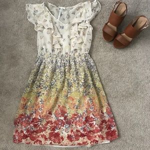 Adorable floral ruffle LC Lauren Conrad dress